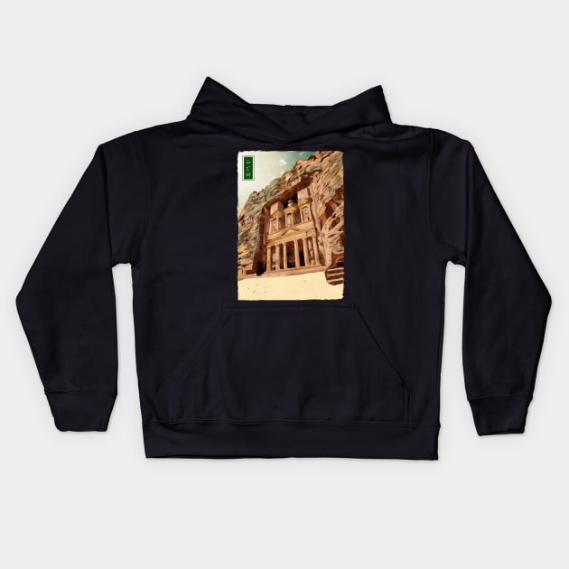 Petra Jordan - Black Kids Hoodie by Thor Reyes